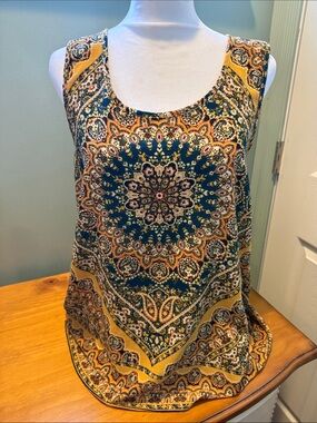 Sweet Wanderer Mustard & Teal Mosaic Tank